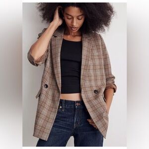 Madewell Caldwell Plaid Double Breasted Blazer